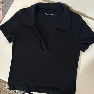 Abercrombie & Fitch Black ribbed collar Women's Top